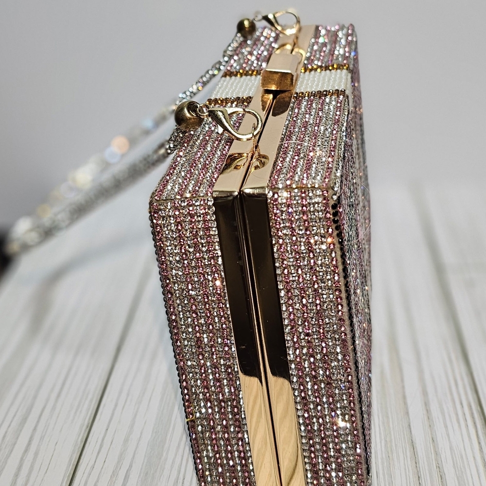 Elegant Pink and Gold Clutch Bag